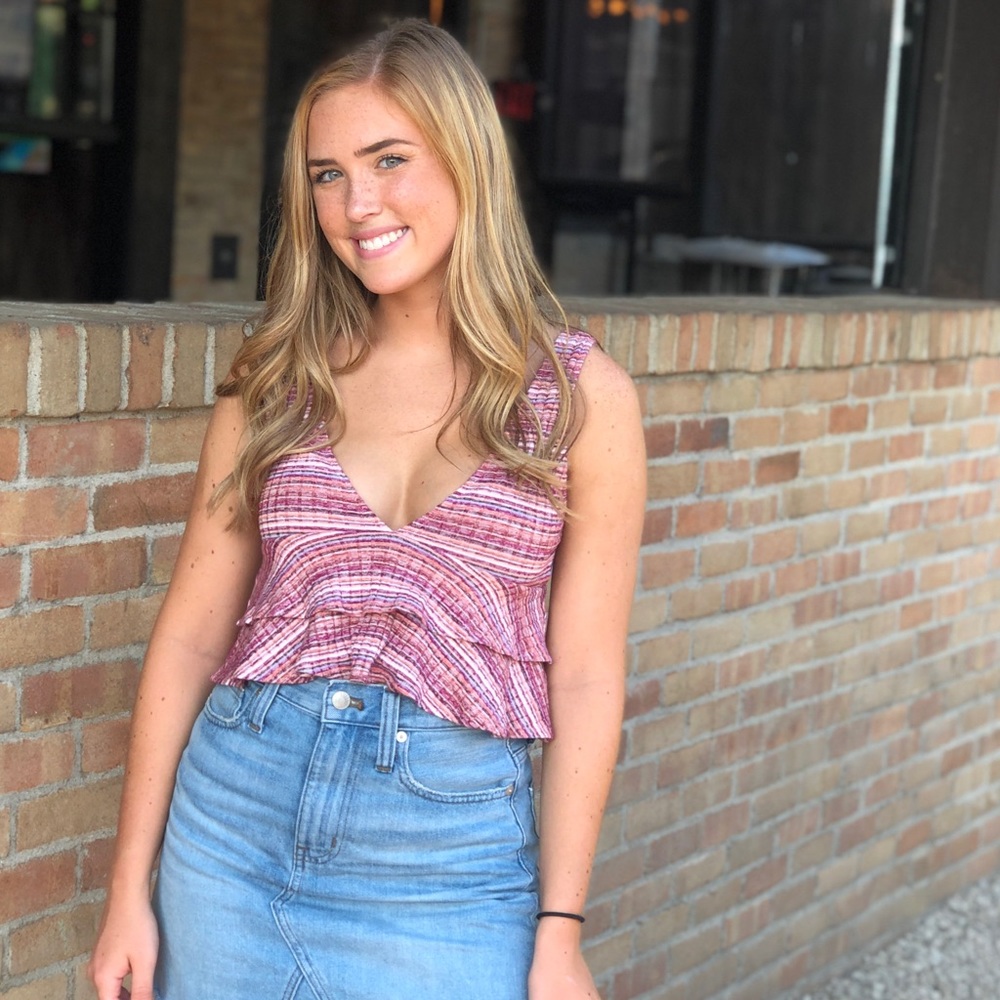 Forever21 Deep V Striped Tank Top